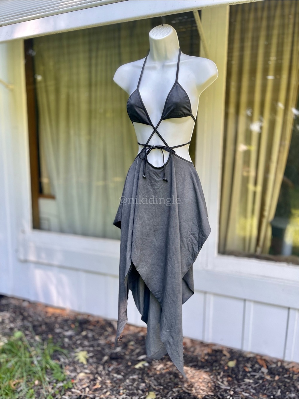 NEW without tags Dolls Kill Darker Wavs Echo Fairy Wrap Dress Distressed XS - Picture 4 of 8